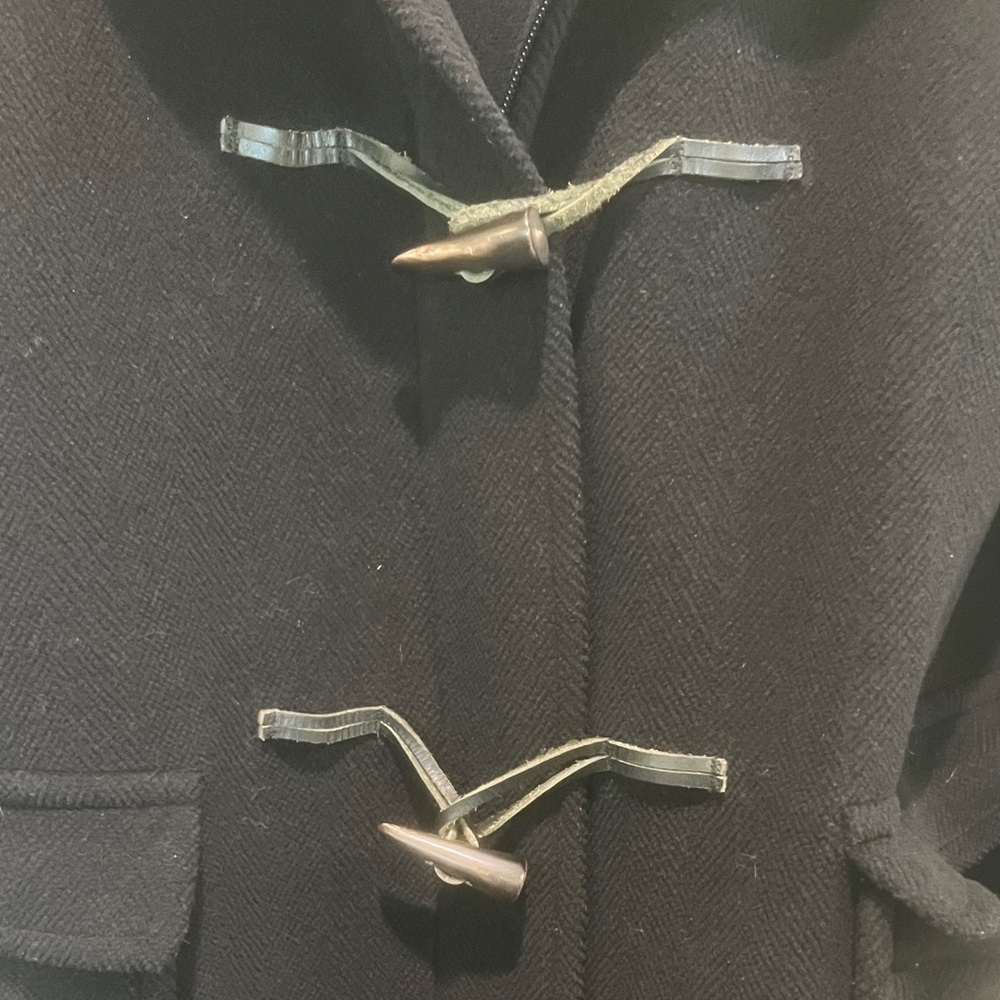 Burberry 100% Wool Duffle Black Hooded Toggle Coat Size 10 - EUC - Picture 4 of 10